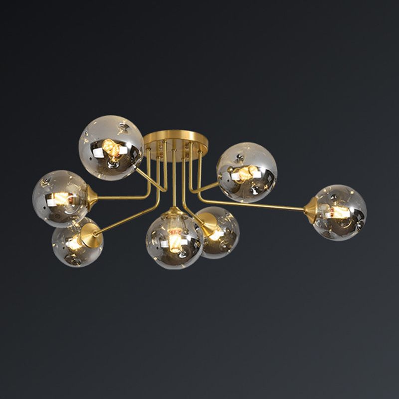 Sputnik Ceiling Lighting Modern Glass Semi Flush Mount for Living Room