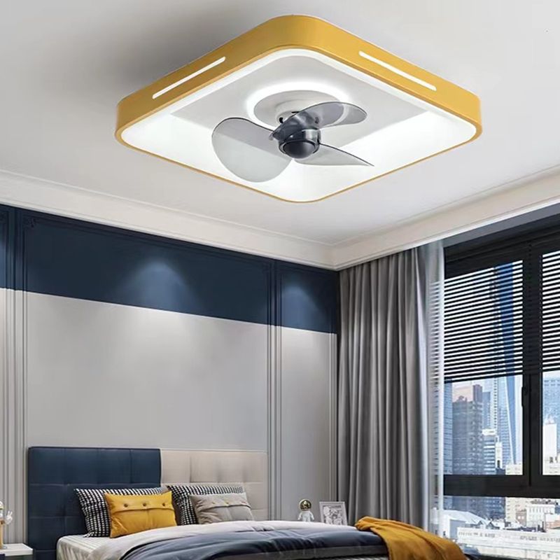 Ventilateur de plafond géométrique en métal lumières modernes 2 lumières LED LED LUME