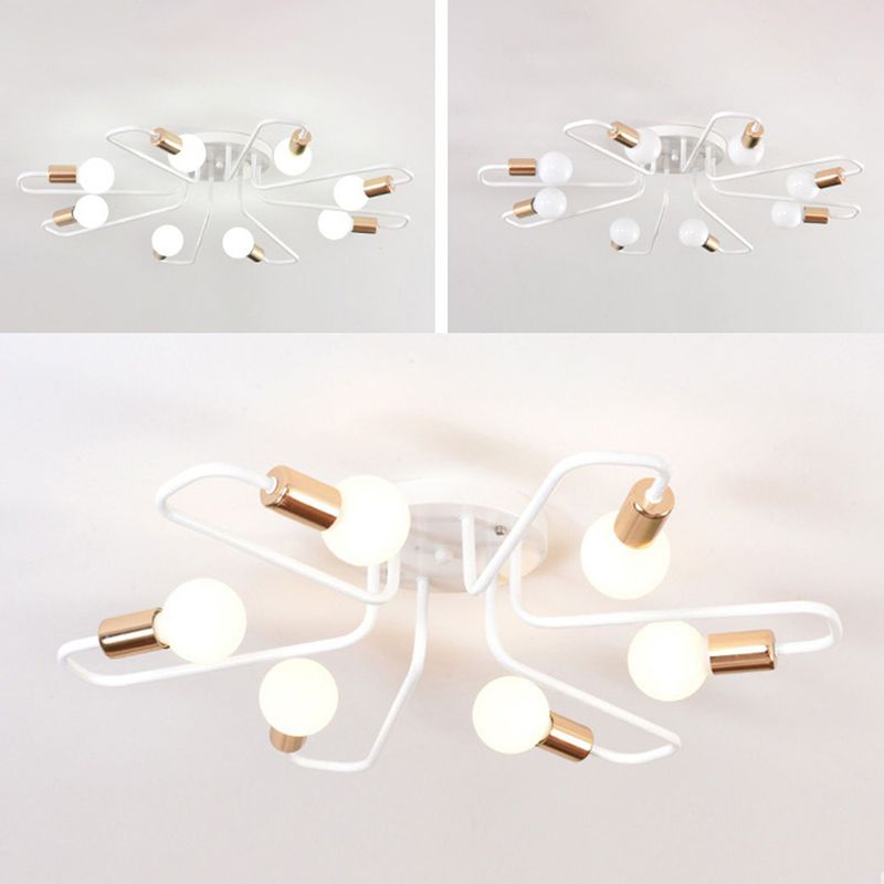 6/8-Light Modern Golden/Black/White Flush Mount Lighting LED Ceiling Light