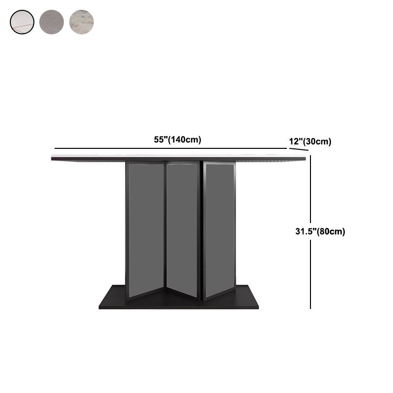 Modern Stone Console Sofa Table Rectangle End Table with Shelf for Hall