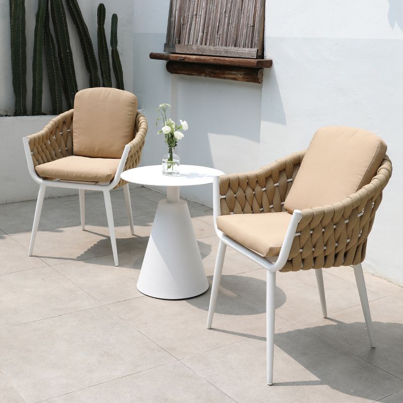 Contemporary Outdoors Dining Chairs with Removable Water Repellent Finish Cushion