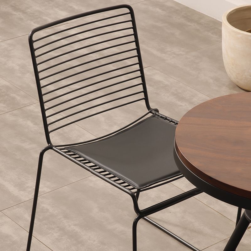 Metal Modern Dining Side Chair Black/White Outdoor Bistro Chairs