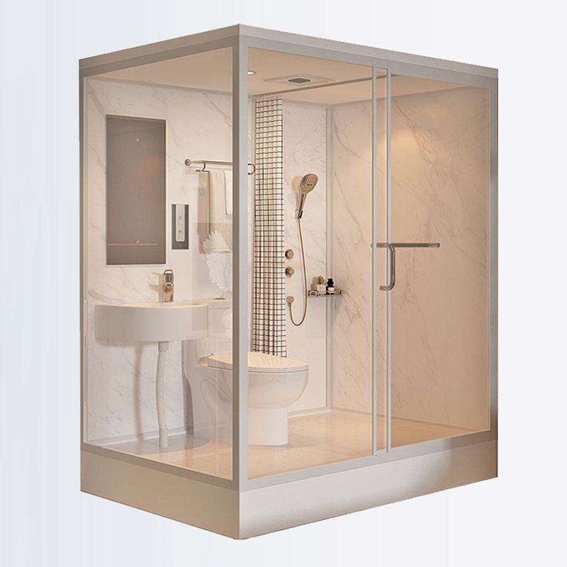 Shower Stall Semi-Frameless Single Sliding Black Rectangle Shower Stall