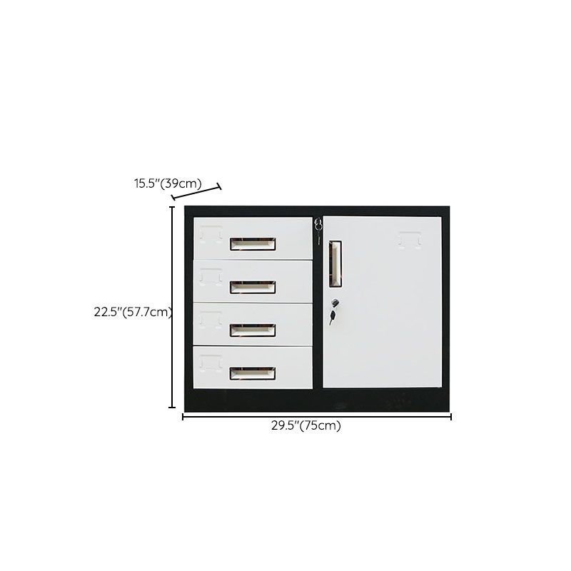 Contemporary File Cabinet Metal Frame Fire-Resistant Key Lock Lateral File Cabinet Office