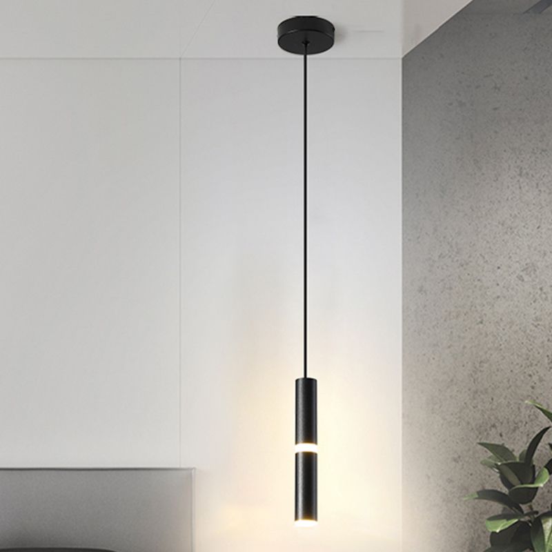 Nordic Style Pendant Light Cylinder Shape Ceiling Lamp with Acrylic Shade for Bedroom