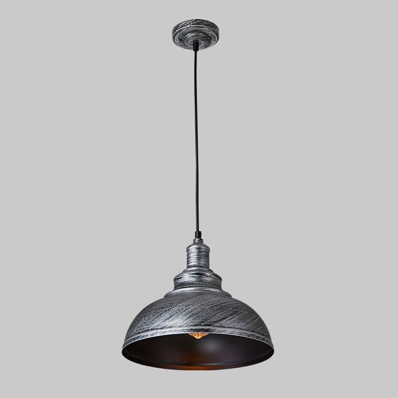 1-Light Pendant Light Antique Pot Lid Metal Hanging Light Fixture for Dining Room