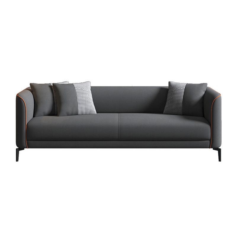 Faux Leather Sofa 25.59" D x 25.59" H Tuxedo Arm Sofa for Living Room