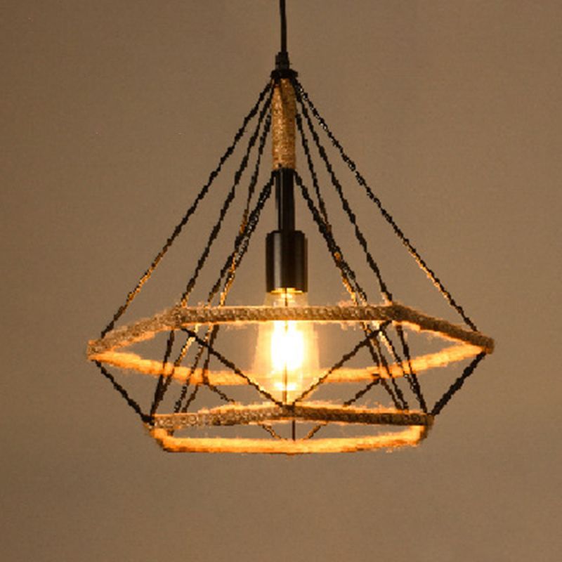 Industrial Rope Cord Commercial Pendant Lighting Metal Pendant Lighting Fixtures for Living Room