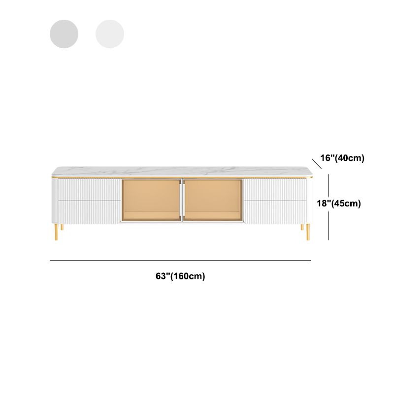 Modern TV Stand White TV Console with Drawers for Living Room