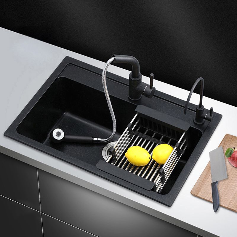 Contemporary Kitchen Sink Retangle Stainless Steel 3 Holes Drop-In Kitchen Sink