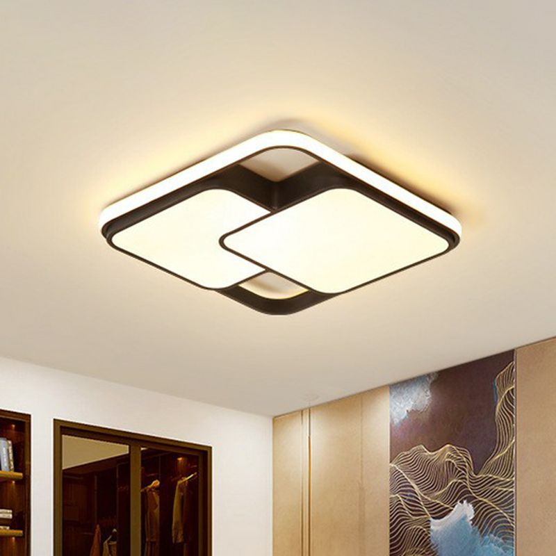 Sépissage Rhombus Acrylique Flush Mount Allumage Minimaliste Black LED Flush Mount Fixture