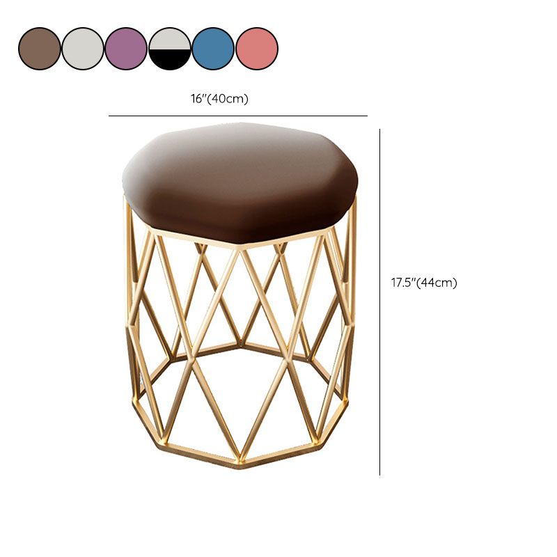 Glam Ottoman Velvet Tear Resistant Solid Color Round Ottoman with Metal Legs