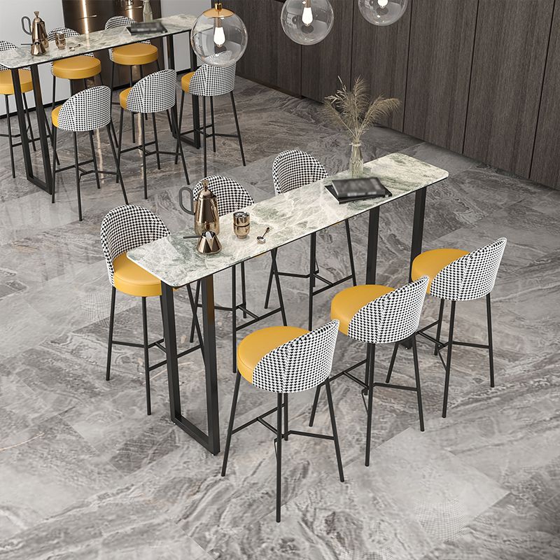 Industrial Bar Table Stone Top Carbon Steel Pedestal Bar Table