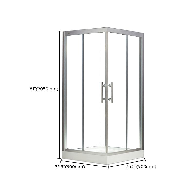 Corner Tempered Glass Shower Kit Silver Semi-Frameless Shower Kit