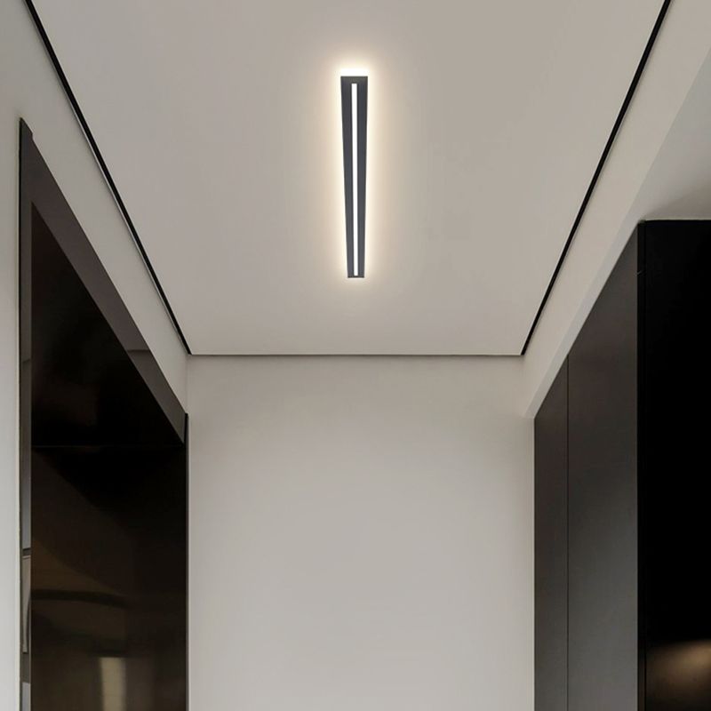 Minimalism Linear Flush Mount Ceiling Light Fixture in Black for Hallway