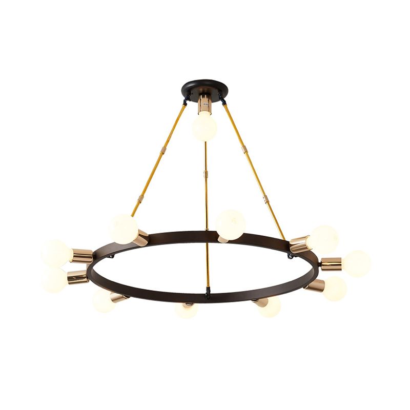 Frosted White Glass Bubble Hanging Chandelier Modernist 11 Heads Black Ceiling Pendant Light