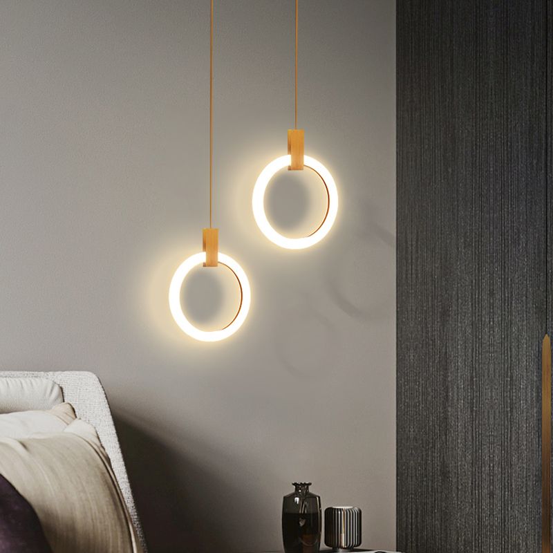 Contemporary Style Circle Shape Pendant Light Acrylic 1 Light Hanging Lamp