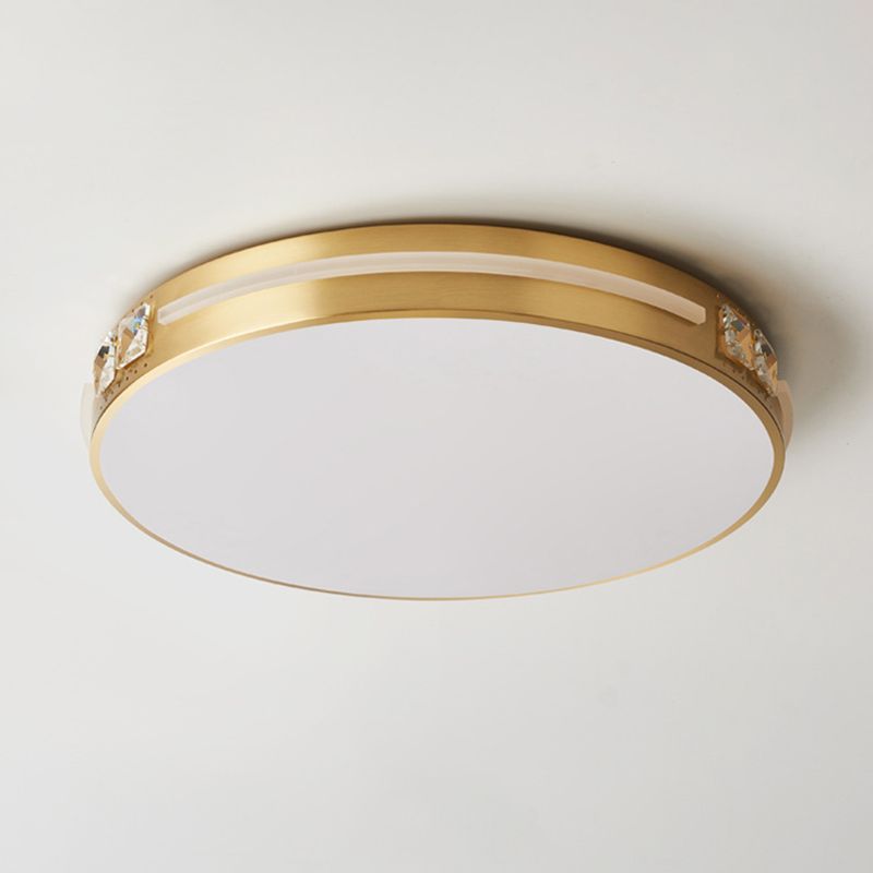 Contemporary Ceiling Lighting Circle Flush Mount Fixture in Gold for Bedroom