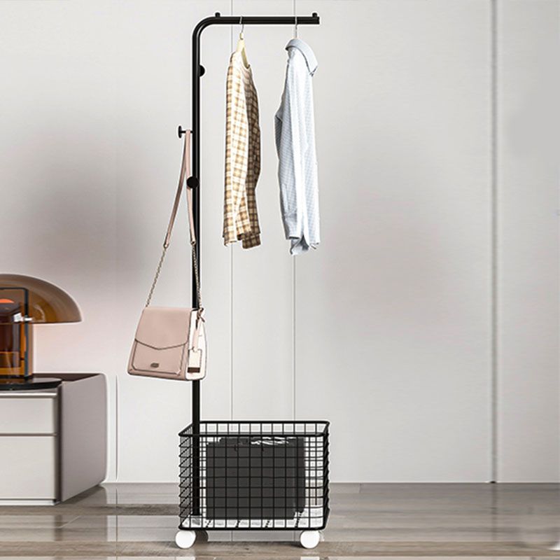 Luxurious Metal Coat Rack Basket Storage Detail Coat Rack with Coat Hooks