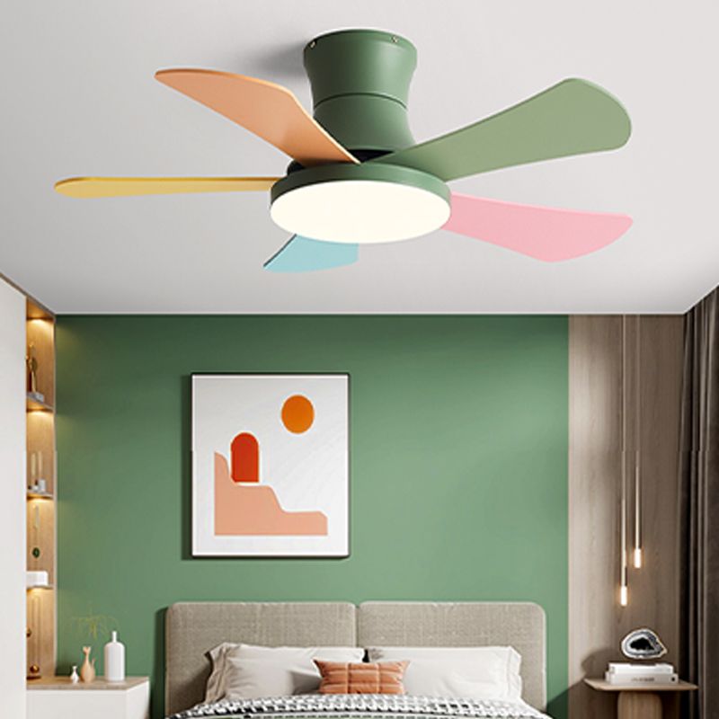 Modern Macaron Ceiling Fan Light Metal 1 Light LED Ceiling Fan for Children's Room