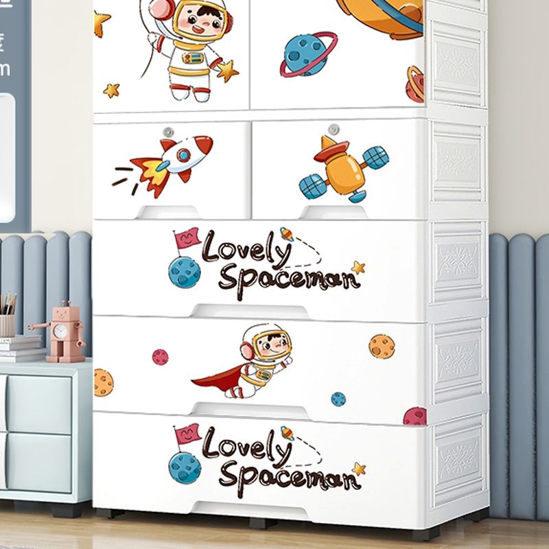 Modern astronaut Print Kids Closet Plastic 5-Drawer Kid's Wardrobe