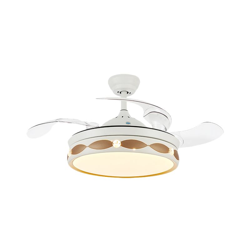 19.5 "brede witte LED Semi Flush Light Simple Metal Round Flush Mount Plafingventilator met 3 bladen