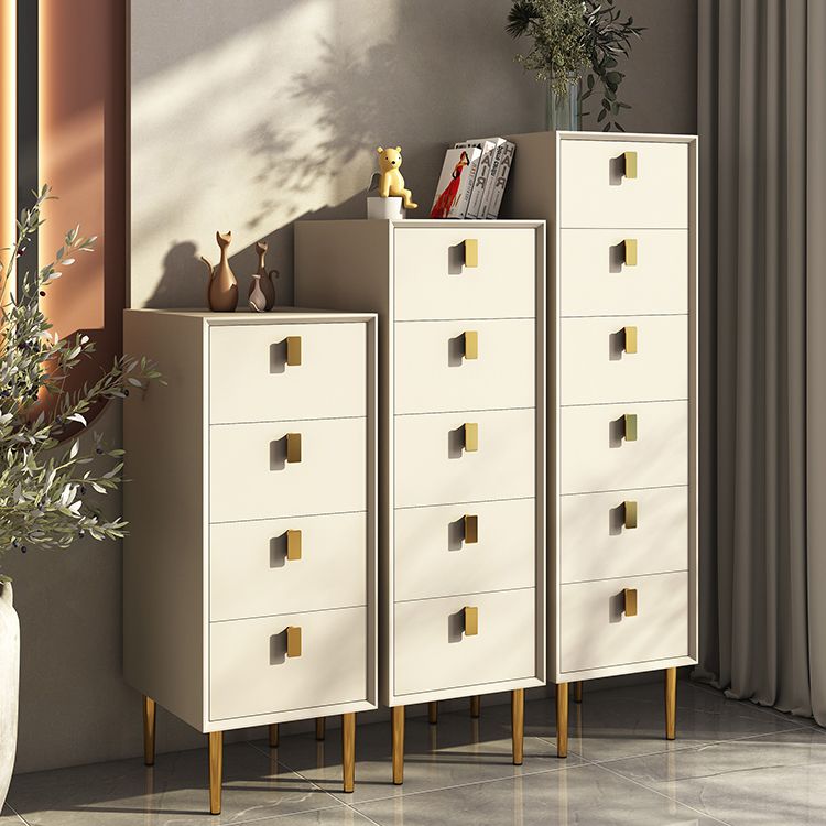 Vertical Chest with Drawers Leather Chest with Metal Legs for Bedroom