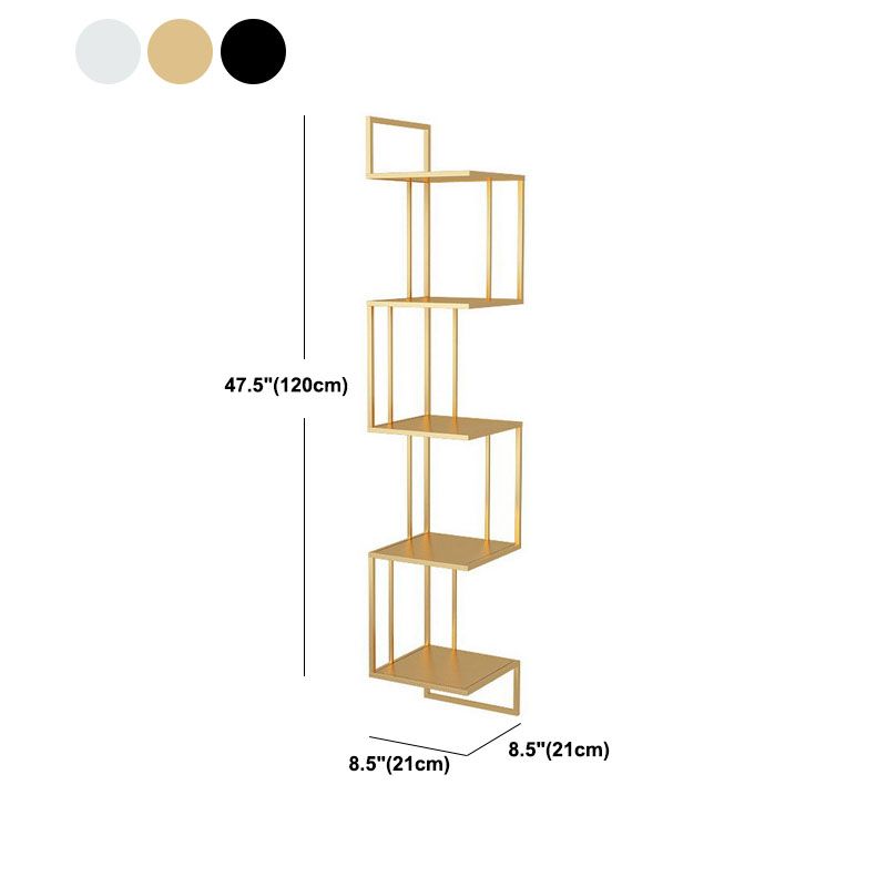 5-Shelf Modern Metal Bookcase Wall Mounted Book Shelf for Living Room, 48" H X 8.5" W