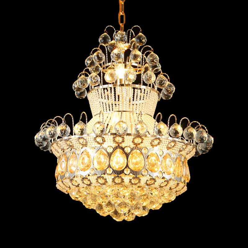 Creel Clear Crystal Stands and Balls Pendant Mid-Century 10 Bulbs Dinning Room Chandelier Lamp