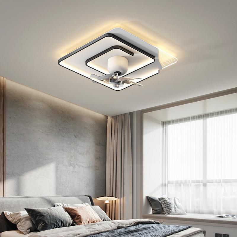 Modern Simple Ceiling Fan Lamp Geometry Shape LED Ceiling Fan Light for Bedroom