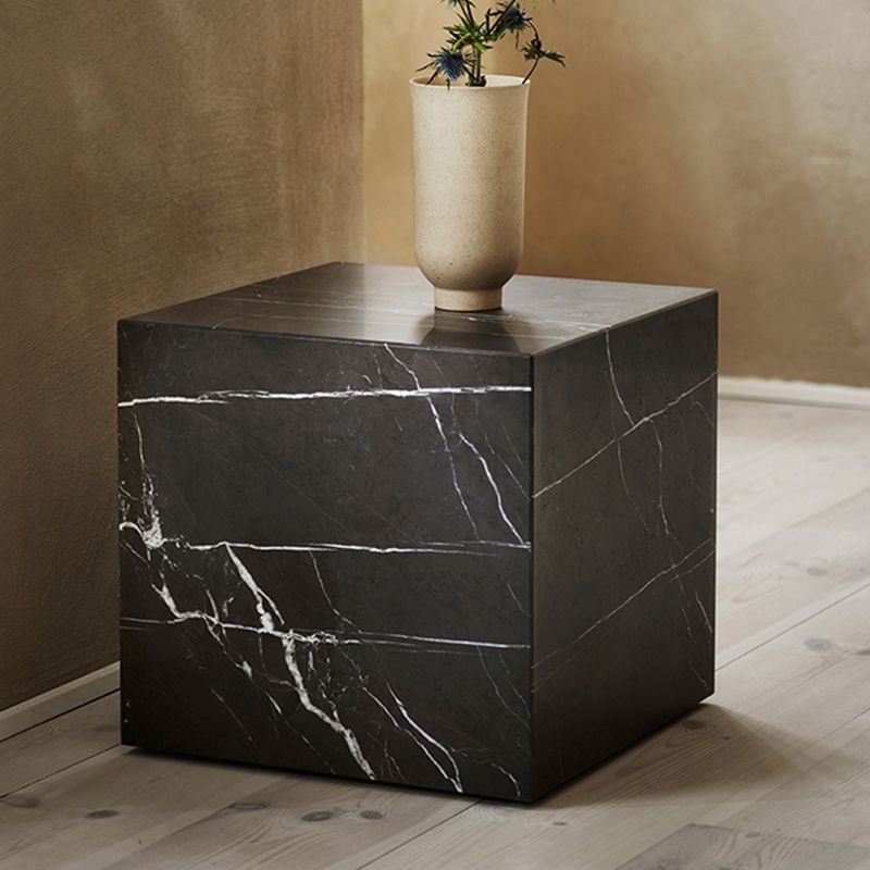 Contemporary Style Side Table Stone Block End Table for Living Room