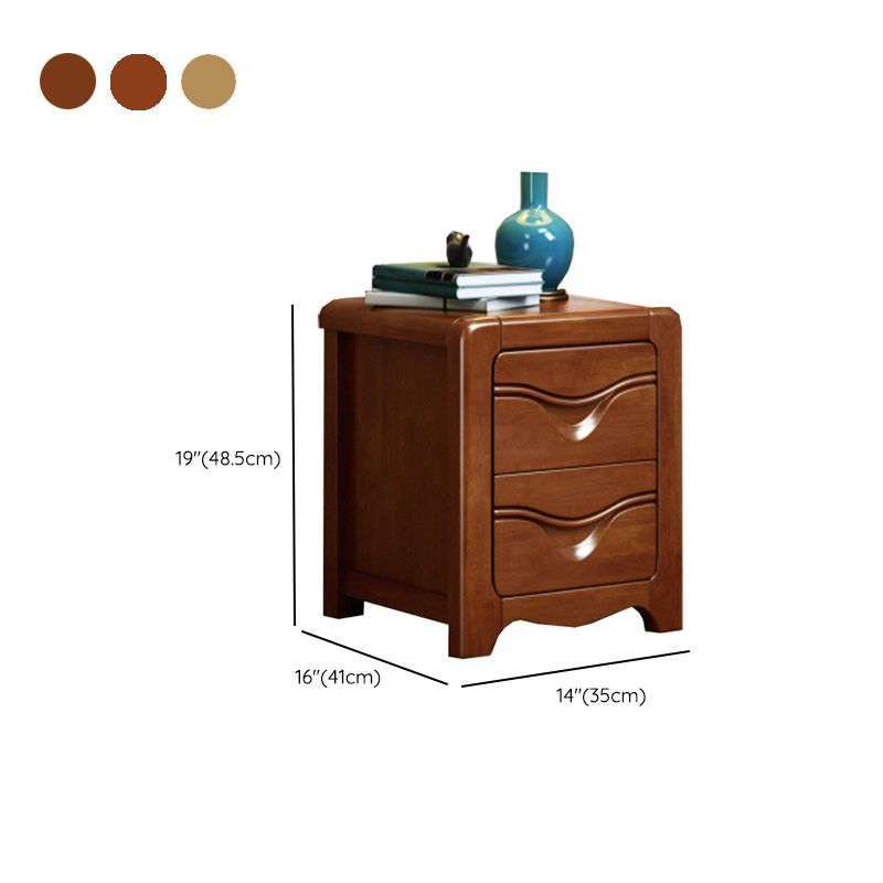 Solid Wood Night Table Traditional Bed Nightstand with Drawers