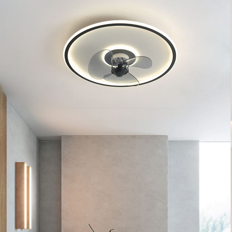 Nordic Round Fan Light Metal 1 Light LED Flush Mount Light for Bedroom