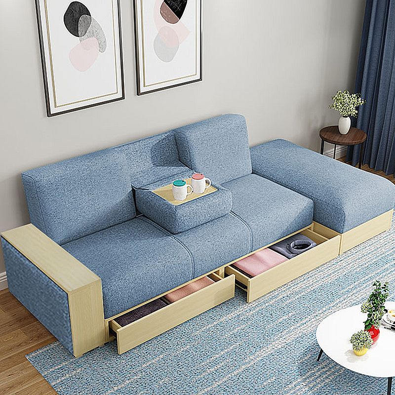 80.7"L √ó 40.16"W √ó 27.95"H One Arm Sectional Slipcovered Sofa with Storage