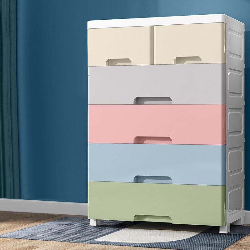 Scandinavian Vertical Kids Nightstand Plastic Nursery Dresser for Bedroom