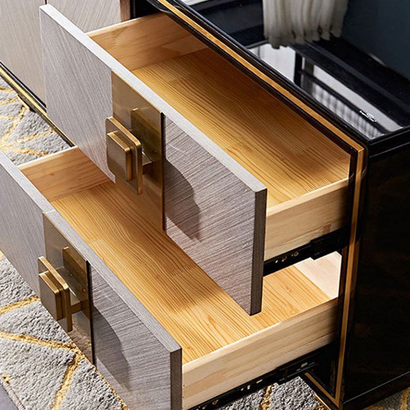 23.6-inch High Glass Top TV Stand Glam 3-Drawer TV Stand Console