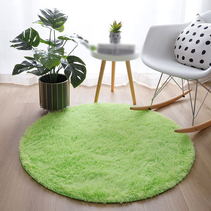 Modern Shag Carpet Solid Relaxing Round Rug Polyester Stain Resistant Indoor Carpet for Living Room