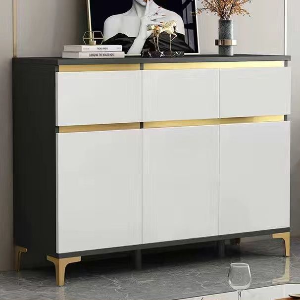 Modern Engineered Wood Sideboard White Server with Drawer for Living Room