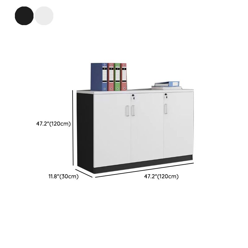 Modern Lateral Filing Cabinet Wooden Frame Key Locking File Cabinet