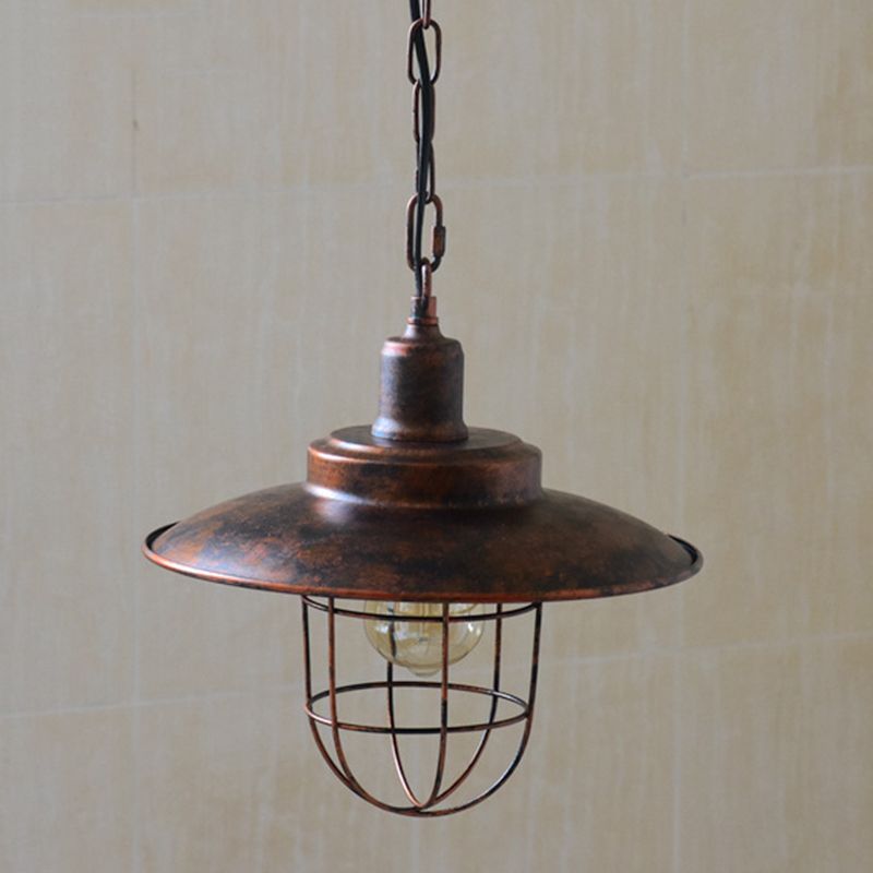 Fermer en fer Single Pendant Light in Industrial Retro Style Whited Fir Sanging Lamping pour le café