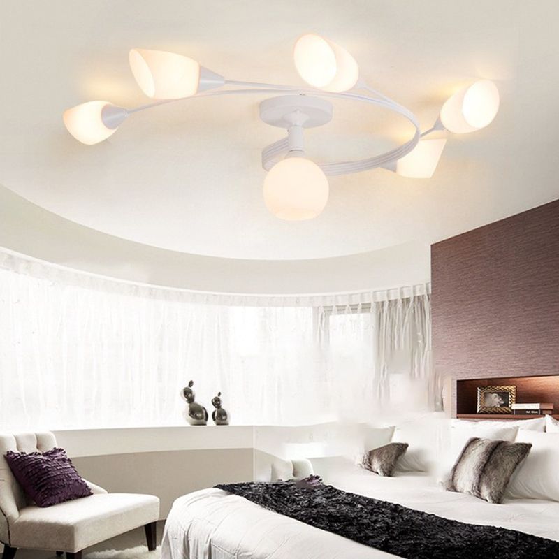 Nordic Glass Shade Ceiling Light Simple Flush Mount Light Fixture for Bedroom