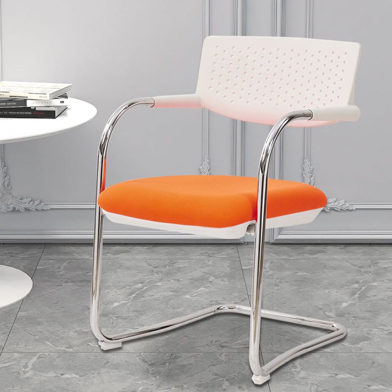 Contemporary Office Chair No Wheels Mid-Back Desk Chair with Arm