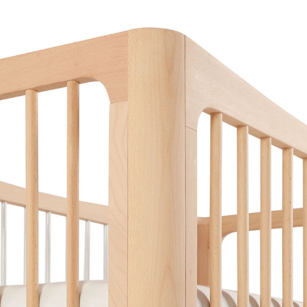 Solid Wood Convertible Crib With Casters Height Adjustable Crib