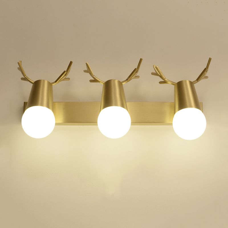 Modern Wall Light Fixture Antler-shaped Wall Mounted Lighting in Gold for Washroom