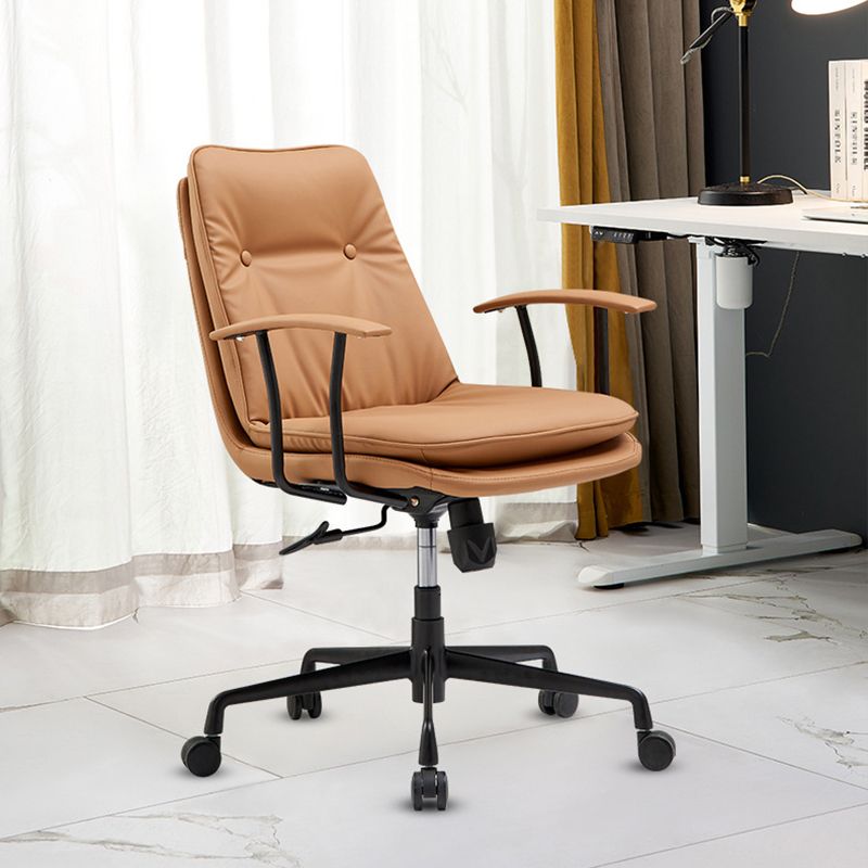 Contemporary Arm Chair Fixed Arms Adjustable Seat Height Leather Office Chair