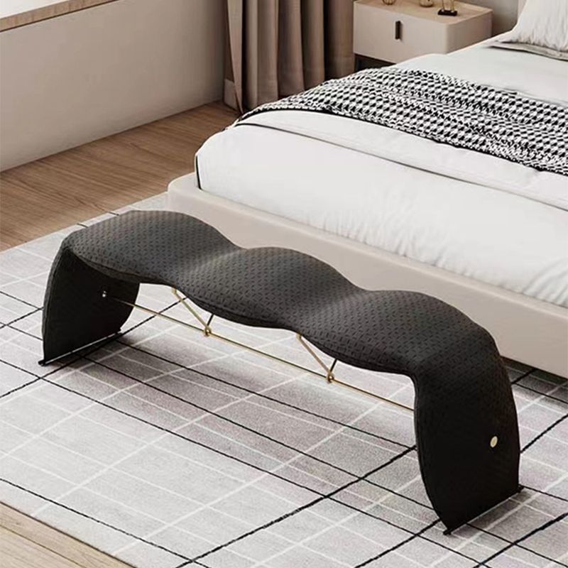 Glam Bedroom Bench Cushioned Backless Seating Bench with Metal Base