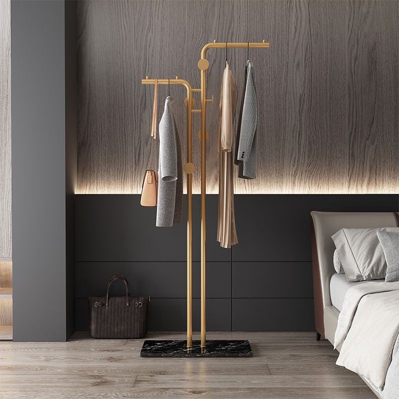 Modern Metal Coat Hanger Free Standing Coat Rack with Marble Bottom