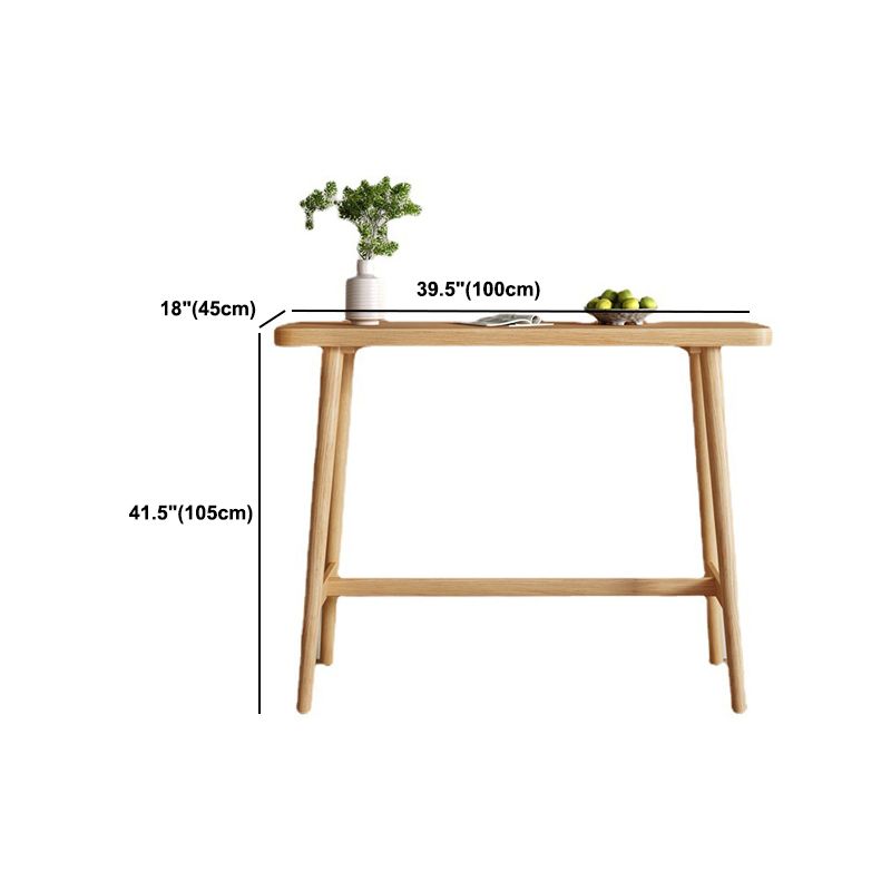 Modern Rectangular Bar Table Solid Wood Bistro Table with Trestle Base