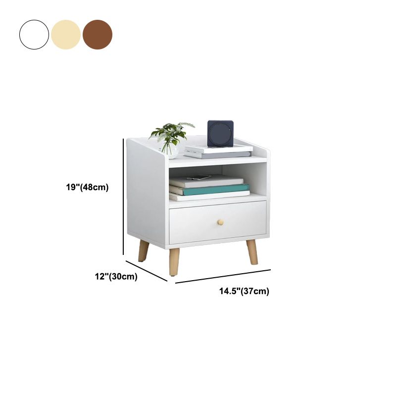 Imitation Wood Nightstand Open Storage Modern Shelf Included Night Table