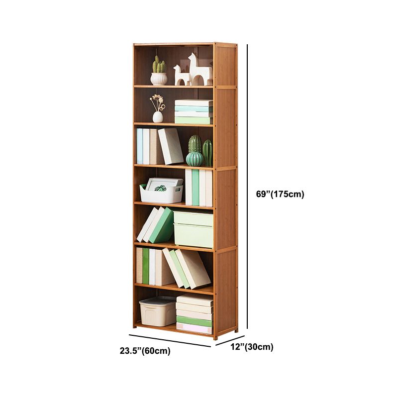 Contemporary Bamboo Book Shelf Closed Back Brown Shelf Bookcase for Home